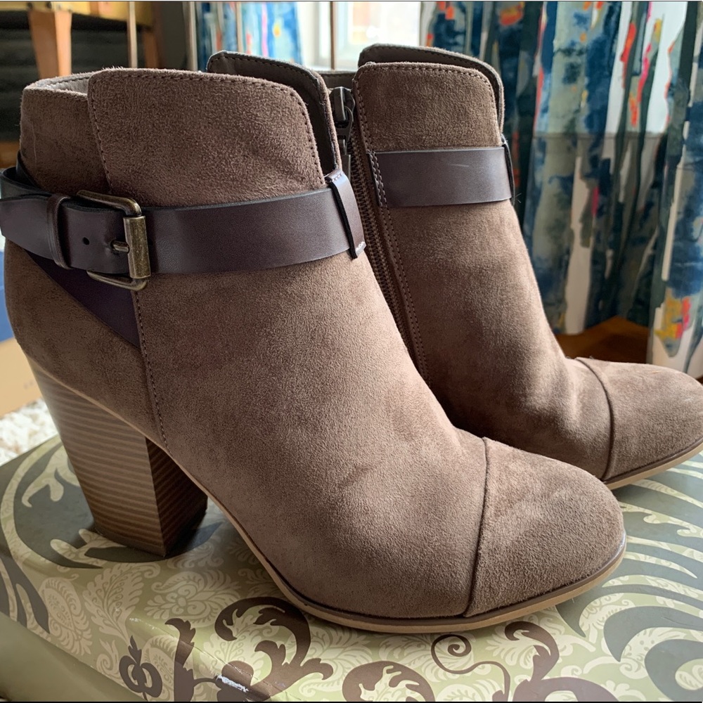 Limelight Jena Taupe Brown Black Suede Heel Bootie
